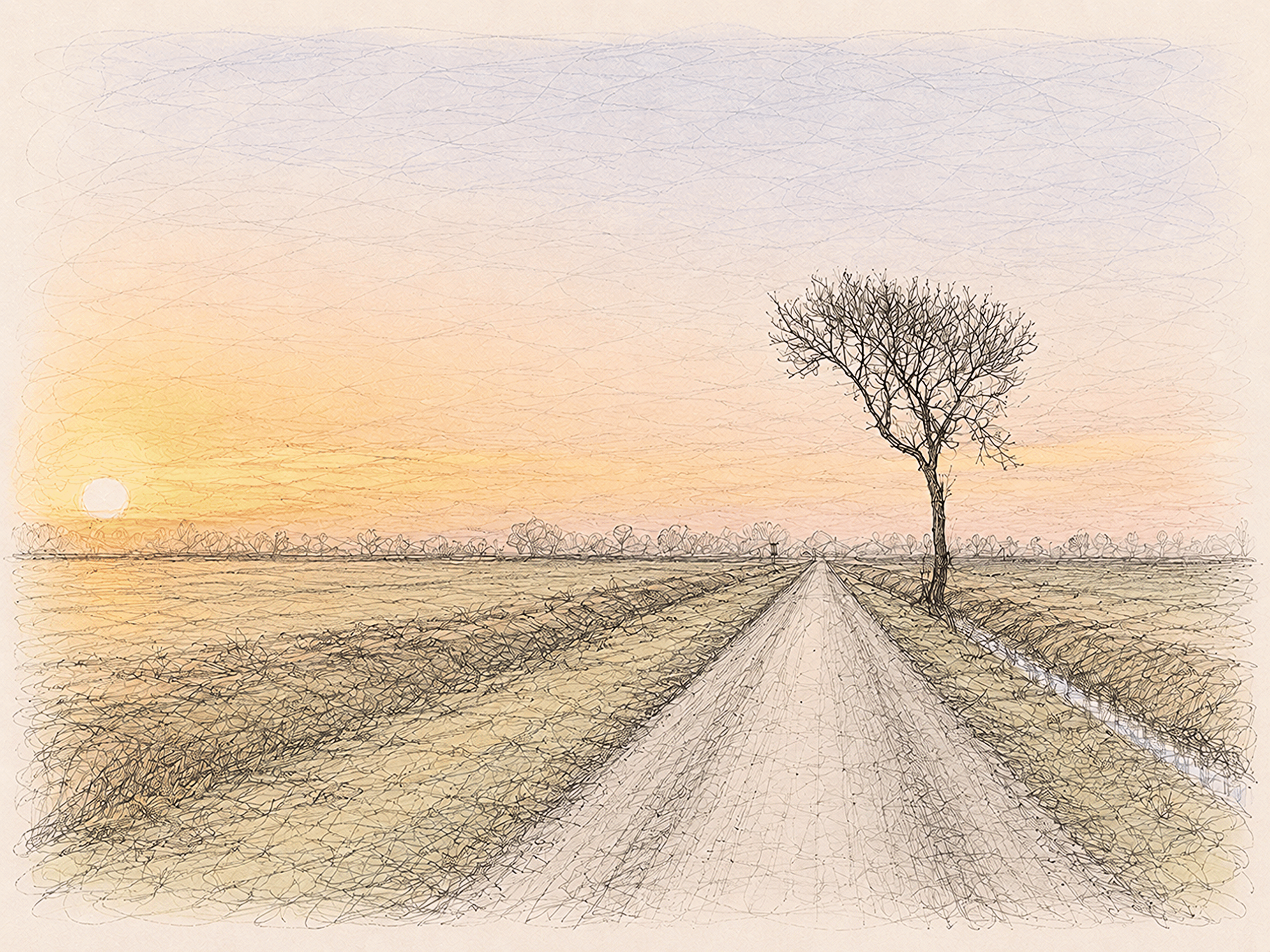 eenzameboomzonsopgangbewerkt